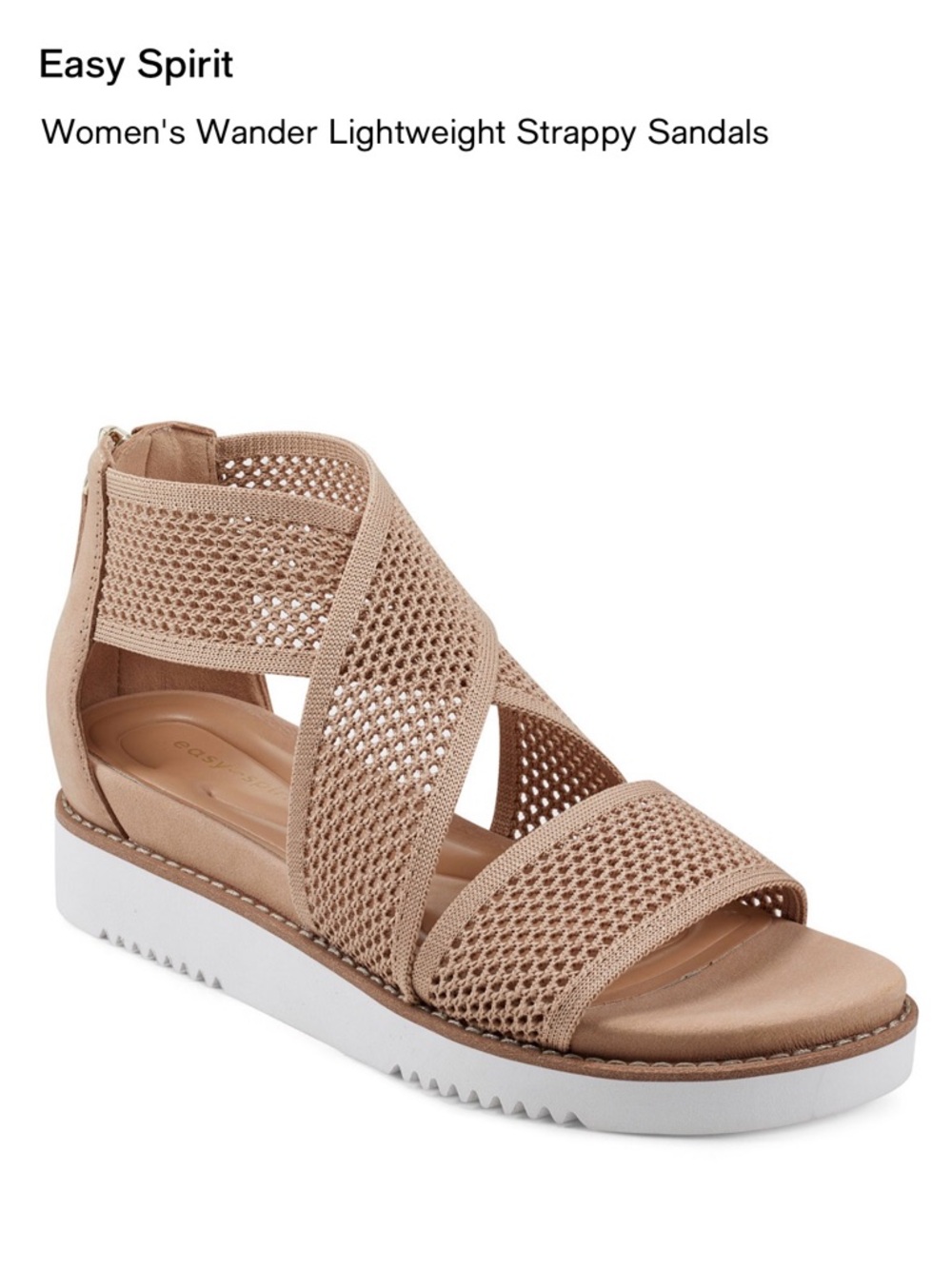 Easy Spirit Women's Wander Lightweight Strappy Sandals in Beige, Size 10